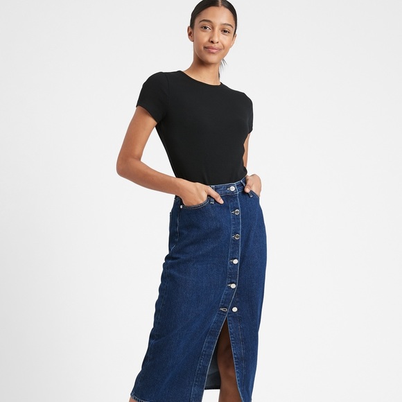 NWT Banana Republic Button Front Denim Skirt - Picture 3 of 8